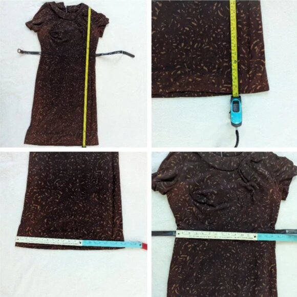 Vintage 1940s/50s Two-Piece Dress Set โ Brown Abstract Print โ Peter Pan Collar - Picture 7 of 7